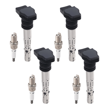 4pcs Ignition Coil + Spark Plugs compatible for Audi A4 TT 1.8L A6 2.7L 01-06 06B905115D