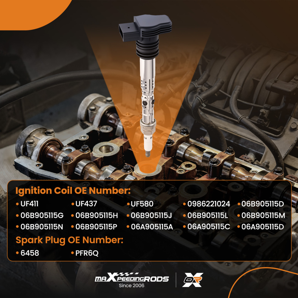 4pcs Ignition Coil + Spark Plugs compatible for Audi A4 TT 1.8L A6 2.7L 01-06 06B905115D