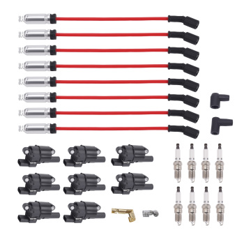 8x Ignition Coil+Spark Plug+Wire Set compatible for Chevy Silverado 1500 compatible for GMC Tahoe D514A
