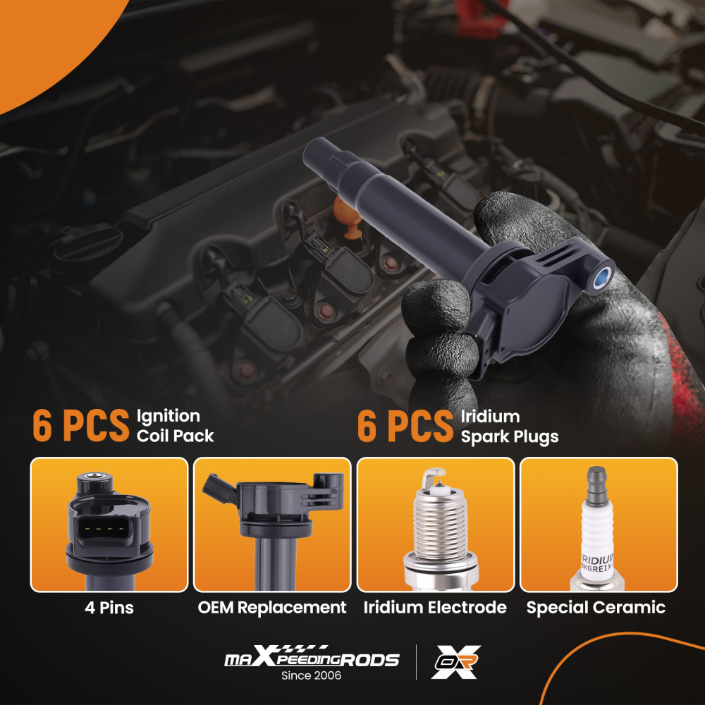 6pcs Ignition Coil + Spark Plugs compatible for Lexus ES330 RX330 compatible for Toyota Camry 3.3L 2004-06