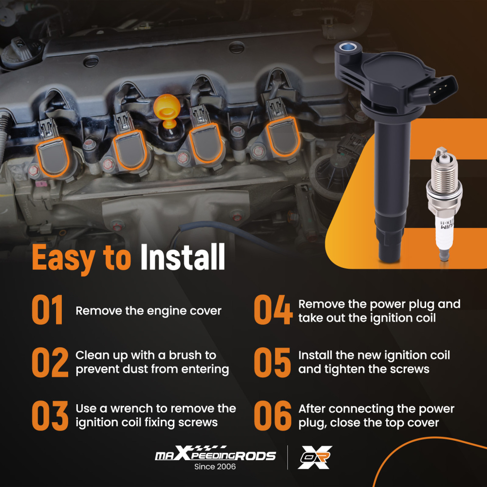 6pcs Ignition Coil + Spark Plugs compatible for Lexus ES330 RX330 compatible for Toyota Camry 3.3L 2004-06