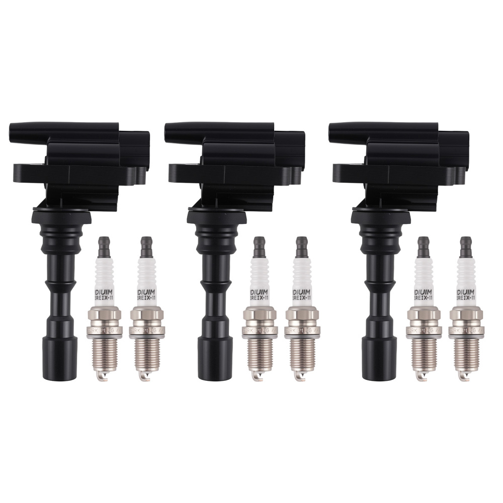 3pcs Ignition Coil + 6pcs Spark Plugs compatible for Kia Sedona V6 3.5L 2002-2005 UF432