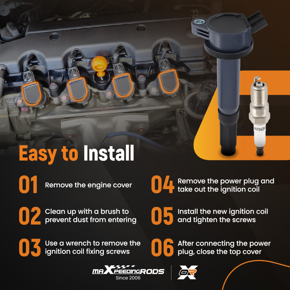 6 Ignition Coil + Spark Plug compatible for Ford Escape Fusion compatible for Lincoln Zephyr compatible for Mercury UF486