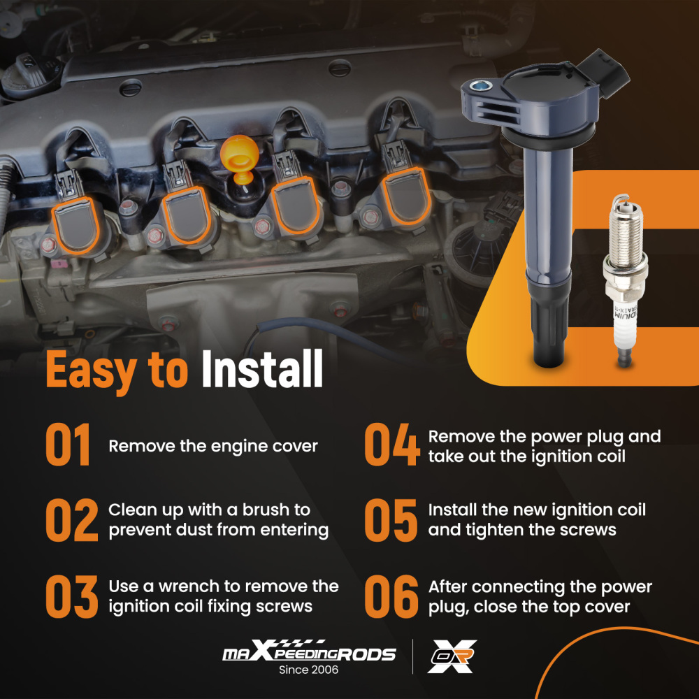 Set of 6Ignition + Spark Plugs compatible for Toyota Avalon compatible for Camry RAV4 3.5L V6 UF487 6619