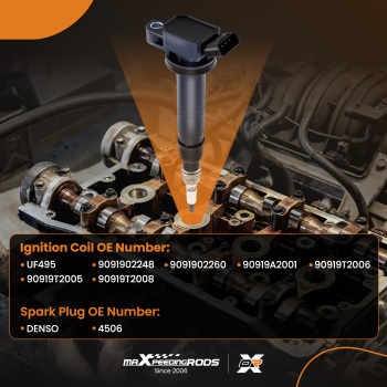 Pack of 6Ignition Coil + Spark Plugs compatible for Toyota 4Runner 2010/03-09 compatible for Tacoma 2016