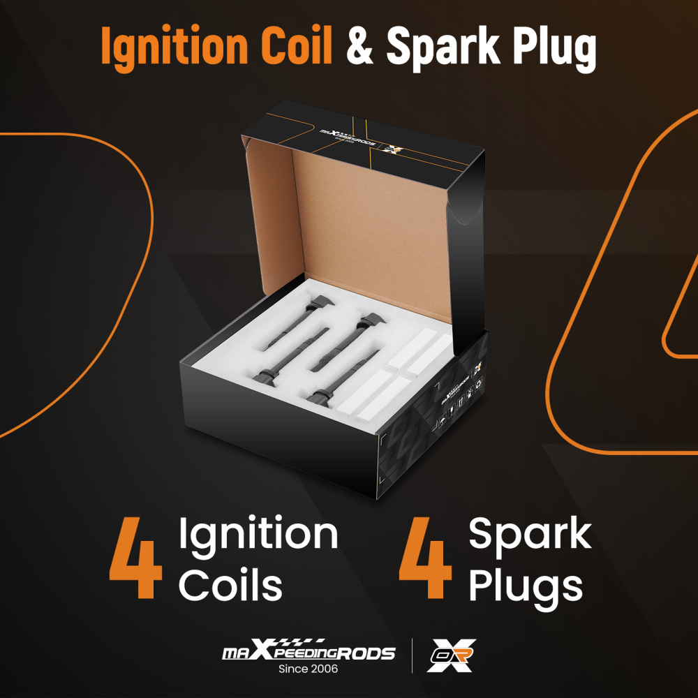 4 Ignition CoilsSpark Plugs compatible for Dodge Attitude compatible for Hyundai Accent compatible for Kia Rio UF499