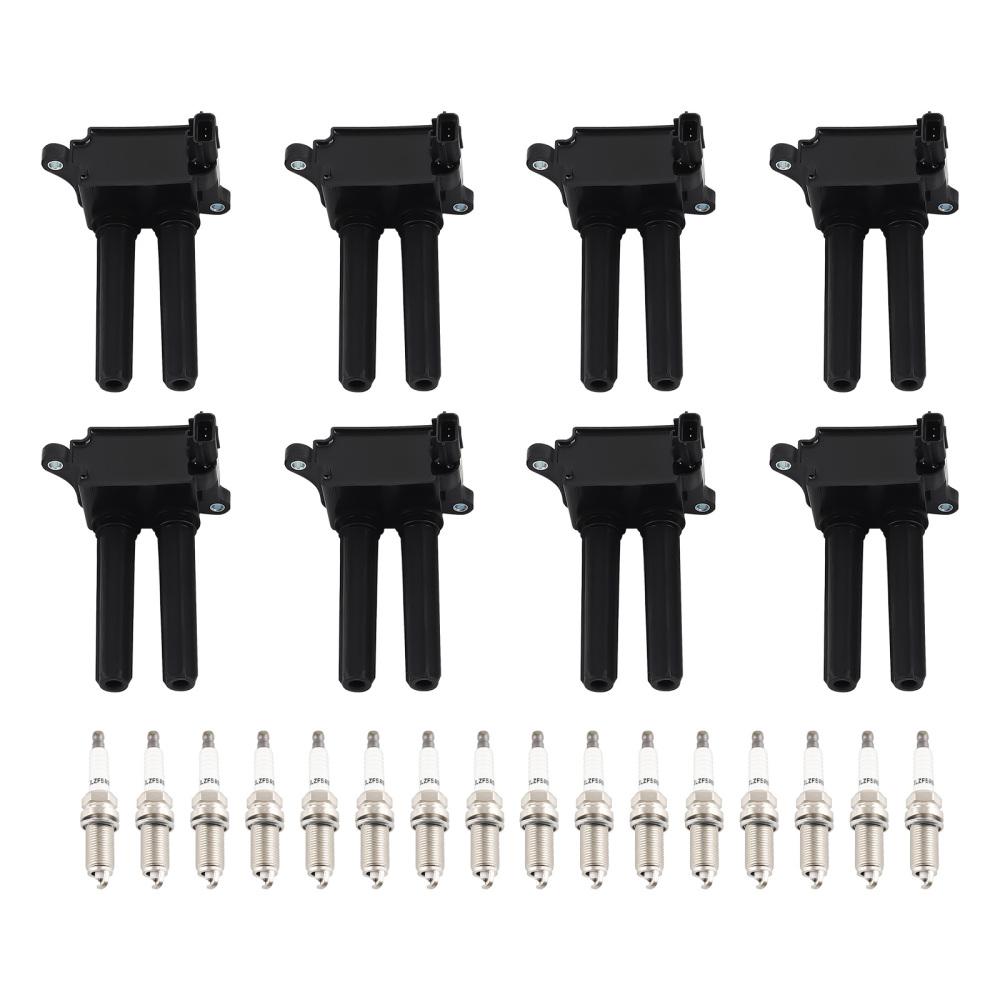 8 Ignition Coils + 16 Spark Plugs compatible for Chrysler 300 compatible for Dodge Charger compatible for Ram Jeep Grand