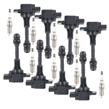 Pack of 8 Ignition Coil + Spark Plugs compatible for Infiniti QX5 compatible for Nissan Armada Pathfinder