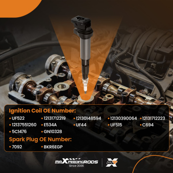 6 Ignition Coils + Spark Plugs compatible for BMW 320i 325Ci 325i 325xi 330Ci UF522 7092