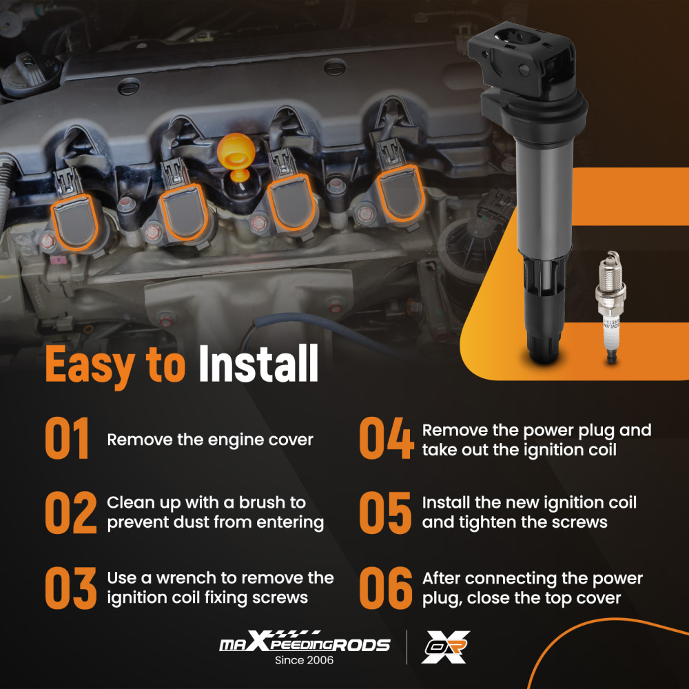 6 Ignition Coils + Spark Plugs compatible for BMW 320i 325Ci 325i 325xi 330Ci UF522 7092