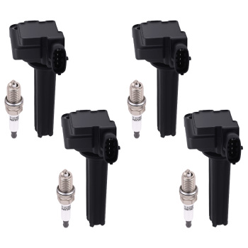 4pcs Ignition Coil + 4pcs Spark Plugs Set compatible for Saab 9-3X 2.0L 2010-2011 12787707