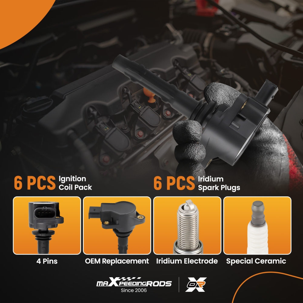 6X Ignition Coil + 6X Spark Plug compatible for Mercedes-Benz CLS550 E550 S550 GL550 UF535