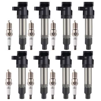8pcs Ignition Coil + 8pcs Spark Plugs for 2007-2011 compatible for Cadillac DTS 4.6L V8 UF543