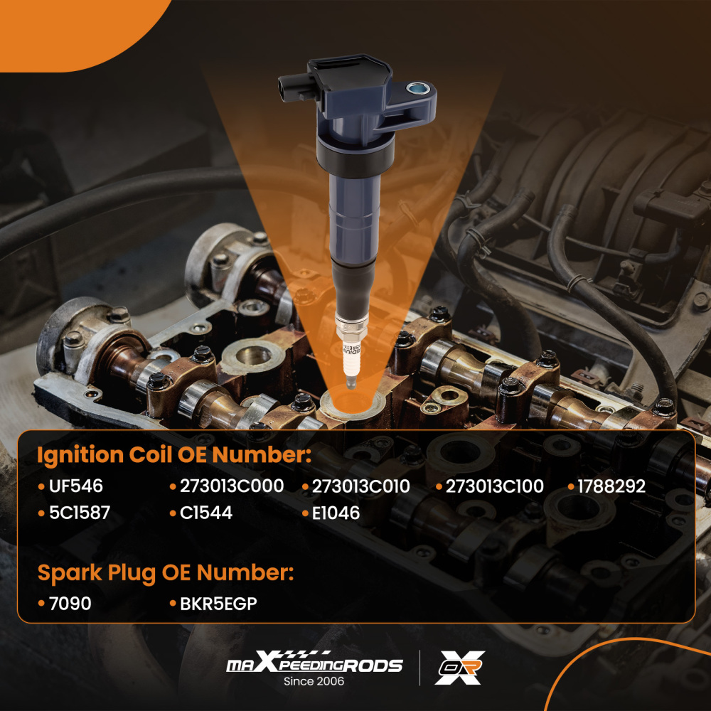 Set of 6 Ignition + Spark Plug compatible for Kia Hyundai Sonata Azera Entourage UF546 7090