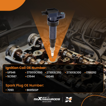 Set of 6 Ignition + Spark Plug compatible for Kia Hyundai Sonata Azera Entourage UF546 7090