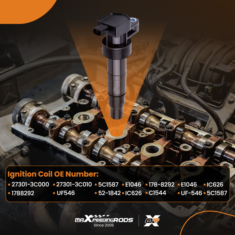 6x Ignition Coil Pack compatible for Hyundai Entourage compatible for Genesis 3.8L 2006-2014 52-1842 Black