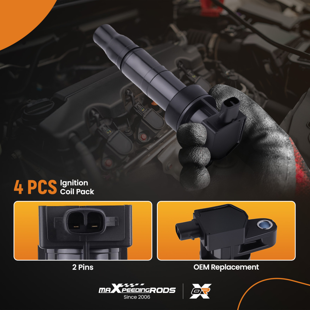 6x Ignition Coil Pack compatible for Hyundai Entourage compatible for Genesis 3.8L 2006-2014 52-1842 Black