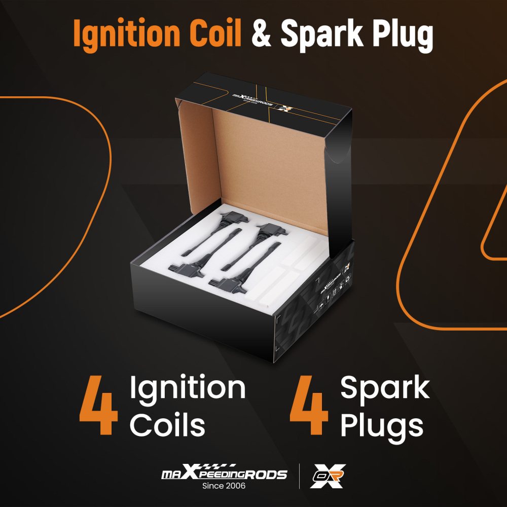 Pack of 4 Ignition Coil + Spark Plugs compatible for Nissan Altima Cube March NP300 Rogue