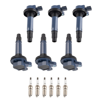 6 Ignition Coil + Spark Plugs compatible for Ford Mazda CX-9 compatible for Lincoln MKT MKS MKX UF553 6509