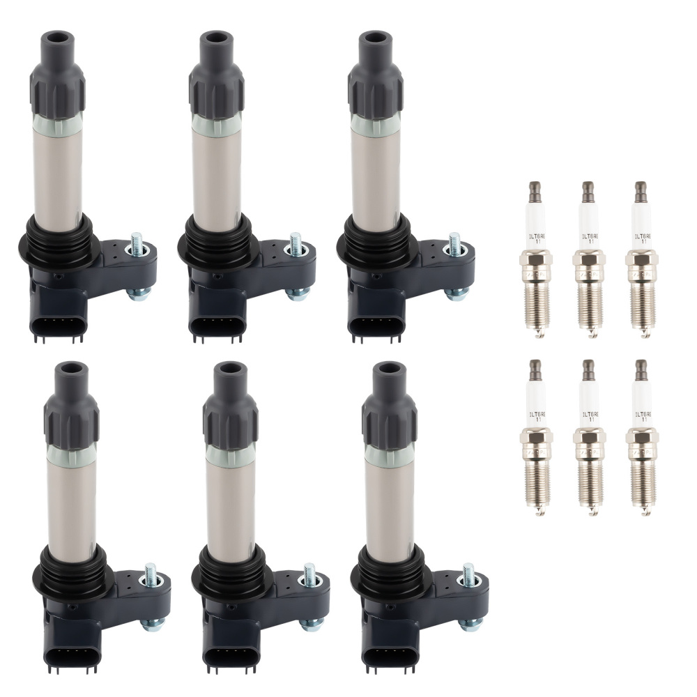 6 Ignition Coil + Spark Plugs compatible for Buick Cadillac Chevy GMC V6 UF569 C1555 5C1612