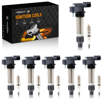 6 Ignition Coil + Spark Plugs compatible for Buick Cadillac Chevy GMC V6 UF569 C1555 5C1612