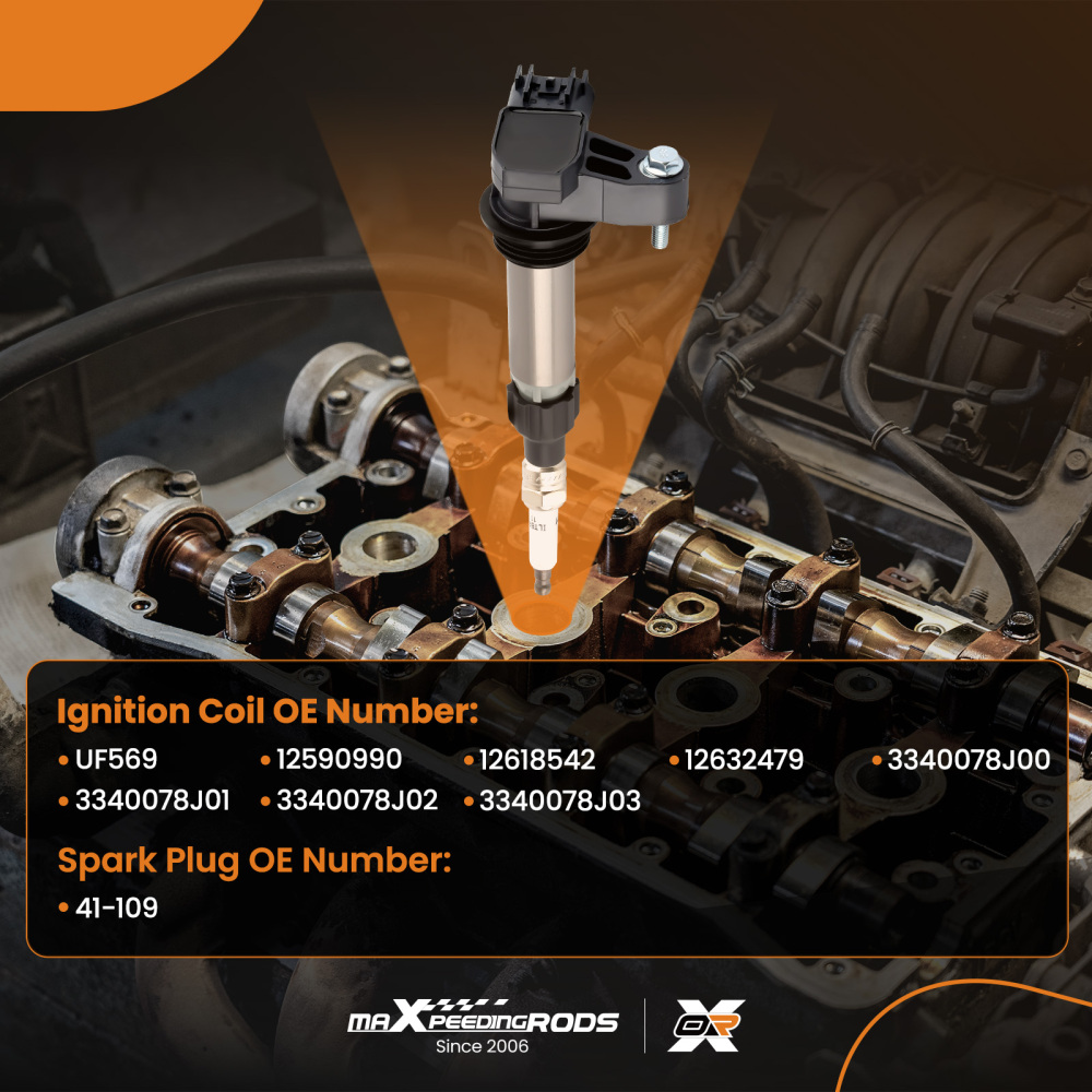 6 Ignition Coil + Spark Plugs compatible for Buick Cadillac Chevy GMC V6 UF569 C1555 5C1612