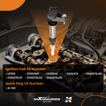 6 Ignition Coil + Spark Plugs compatible for Buick Cadillac Chevy GMC V6 UF569 C1555 5C1612