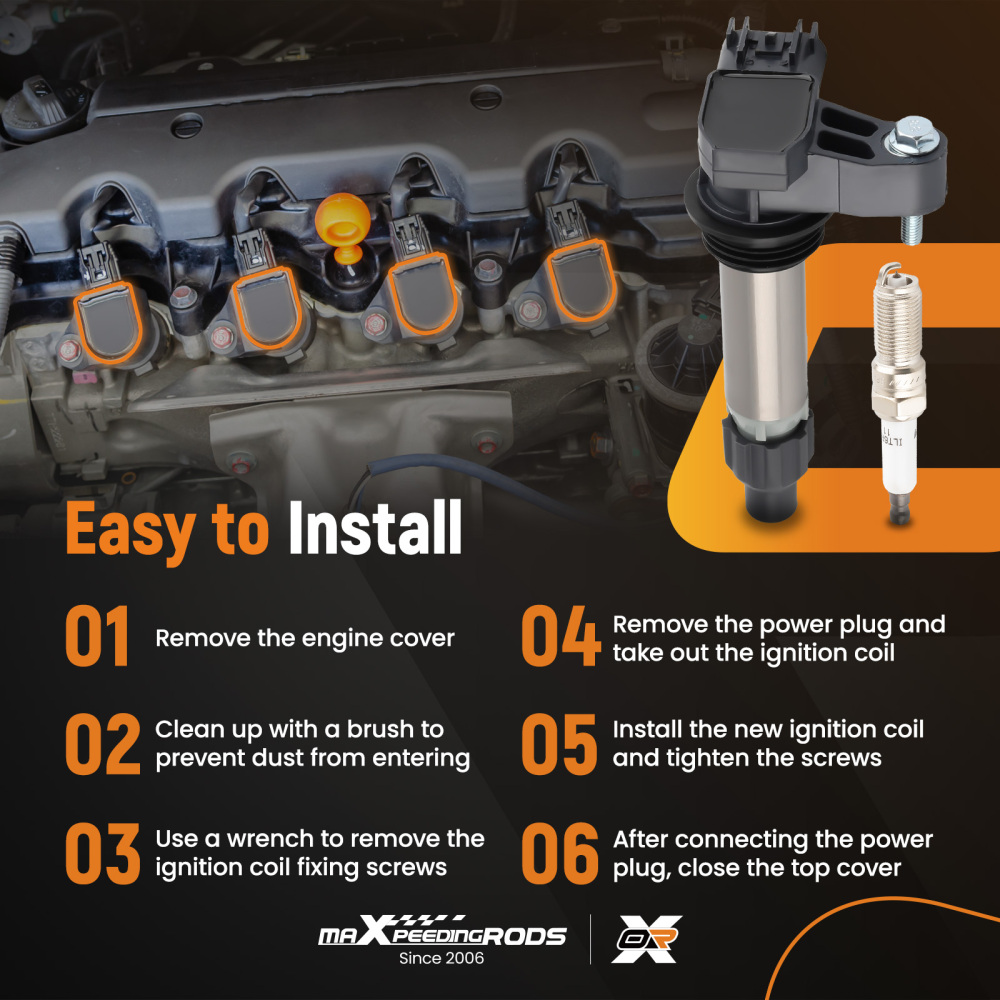 6 Ignition Coil + Spark Plugs compatible for Buick Cadillac Chevy GMC V6 UF569 C1555 5C1612