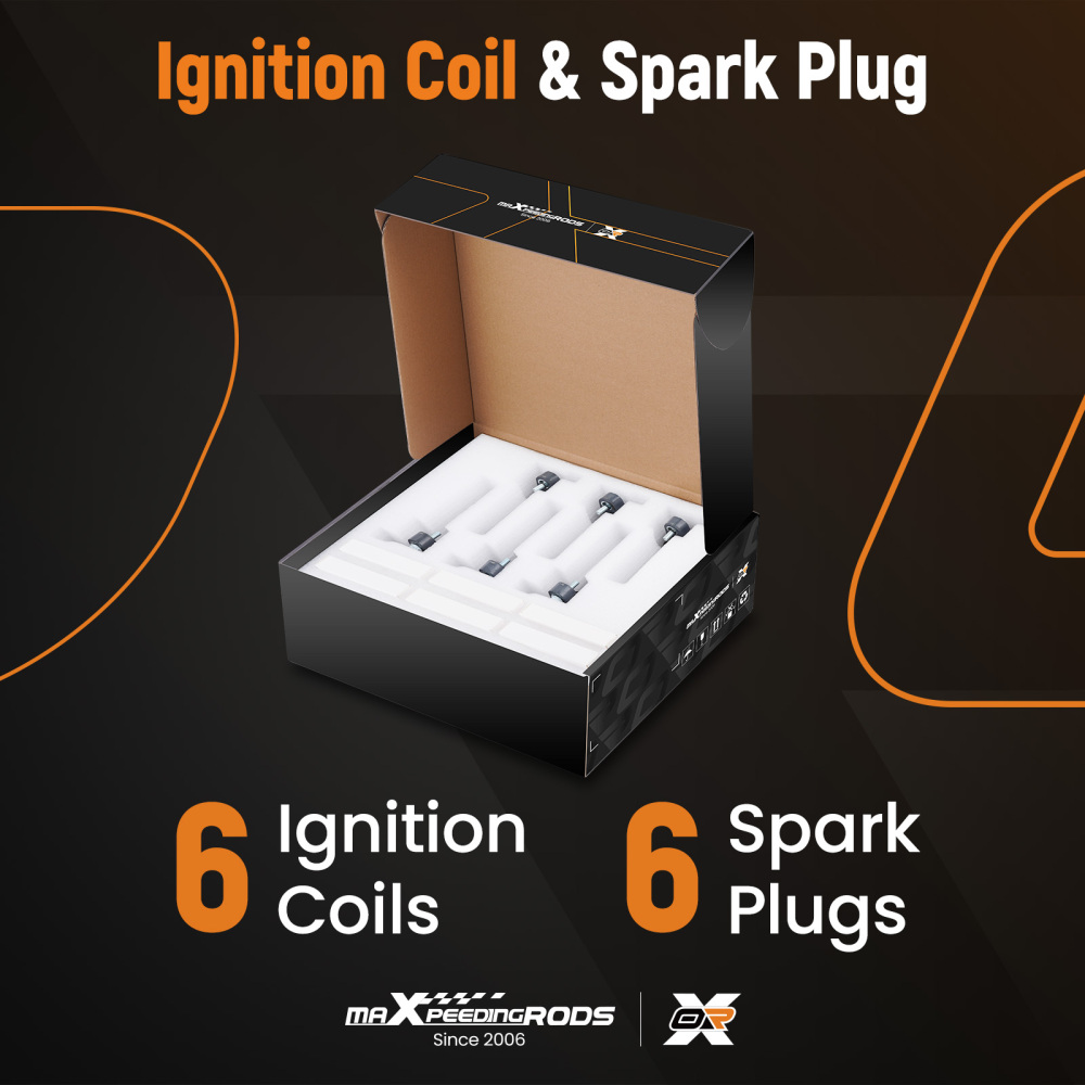 6 Ignition Coil + Spark Plugs compatible for Buick Cadillac Chevy GMC V6 UF569 C1555 5C1612