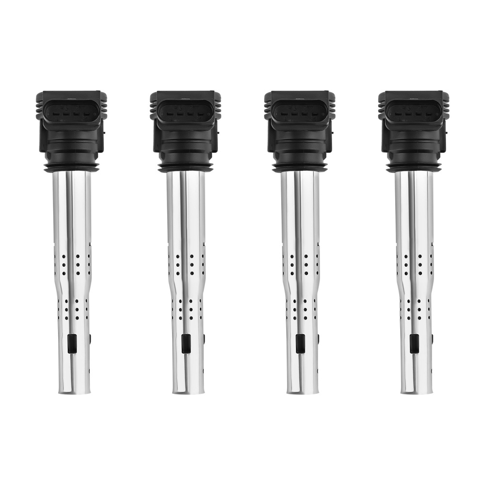4 Ignition Coils + Spark Plugs compatible for Audi VW Beetle CC Eos compatible for Golf GTI Jetta UF575