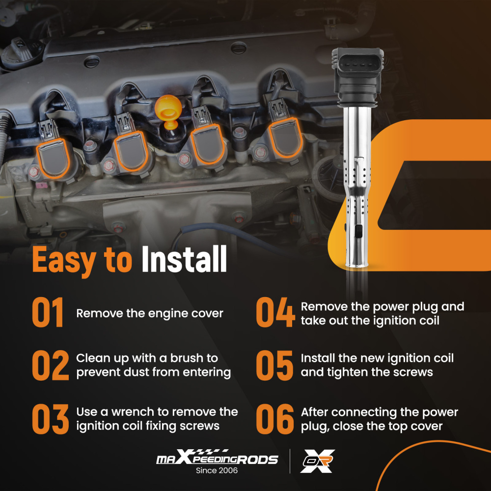 4PCS Ignition Coils compatible for Audi A3 A4 Q3 Q5 compatible for VW Golf GTI R Jetta Passat 2.0T I4
