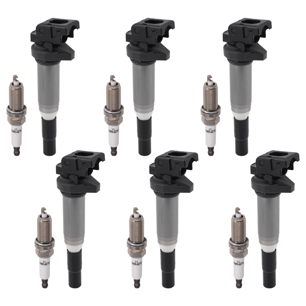 6 Ignition Coils + Spark Plugs compatible for BMW 128i 325xi 328i 330i 330xi 525xi UF592