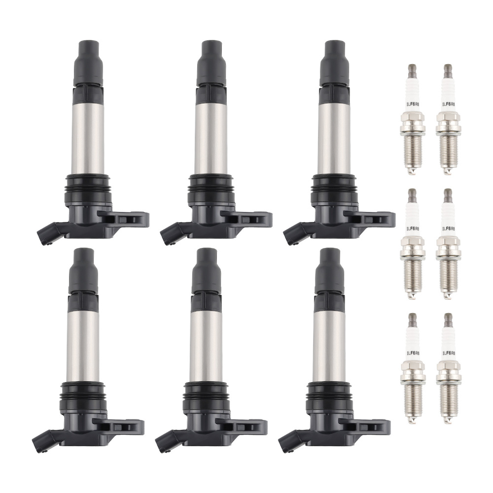 6 Ignition Coils + Spark Plugs compatible for Land Rover LR2 compatible for Volvo S80 XC60 XC70 UF594 6481