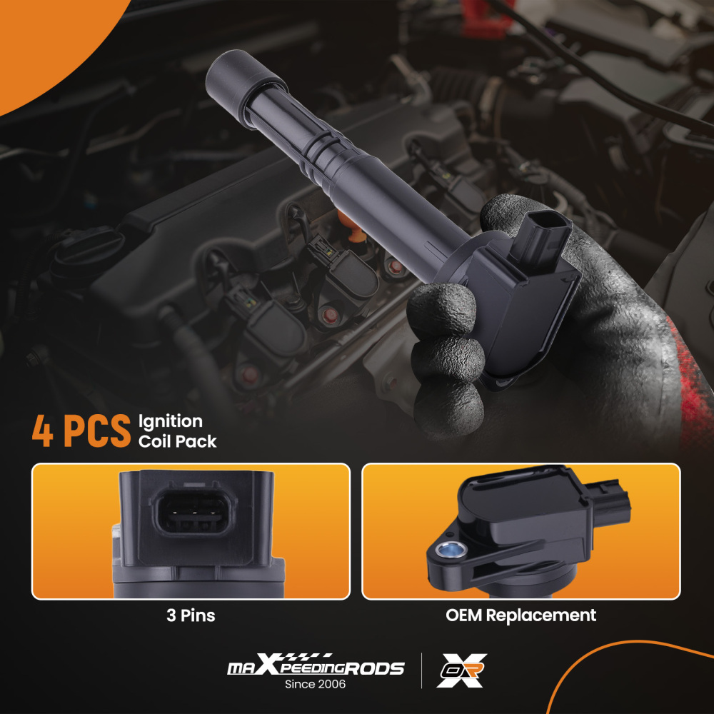 4x Coil Assembly compatible for Honda Accord compatible for Acura TSX ILX 2.4L 2008-15 UF-602