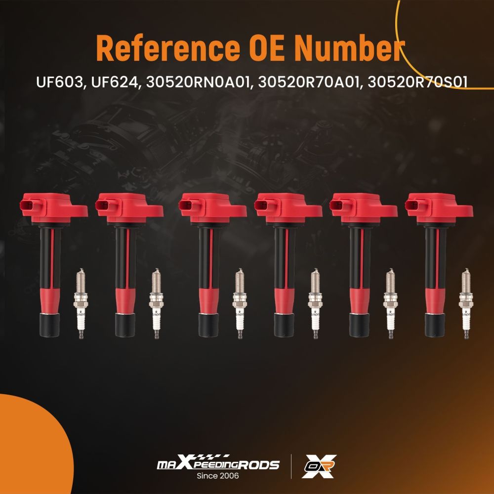 Ignition Coil Set w/ Spark Plugs compatible for Acura RL 3.7L 2009-2012 30520RN0A01 CM11213