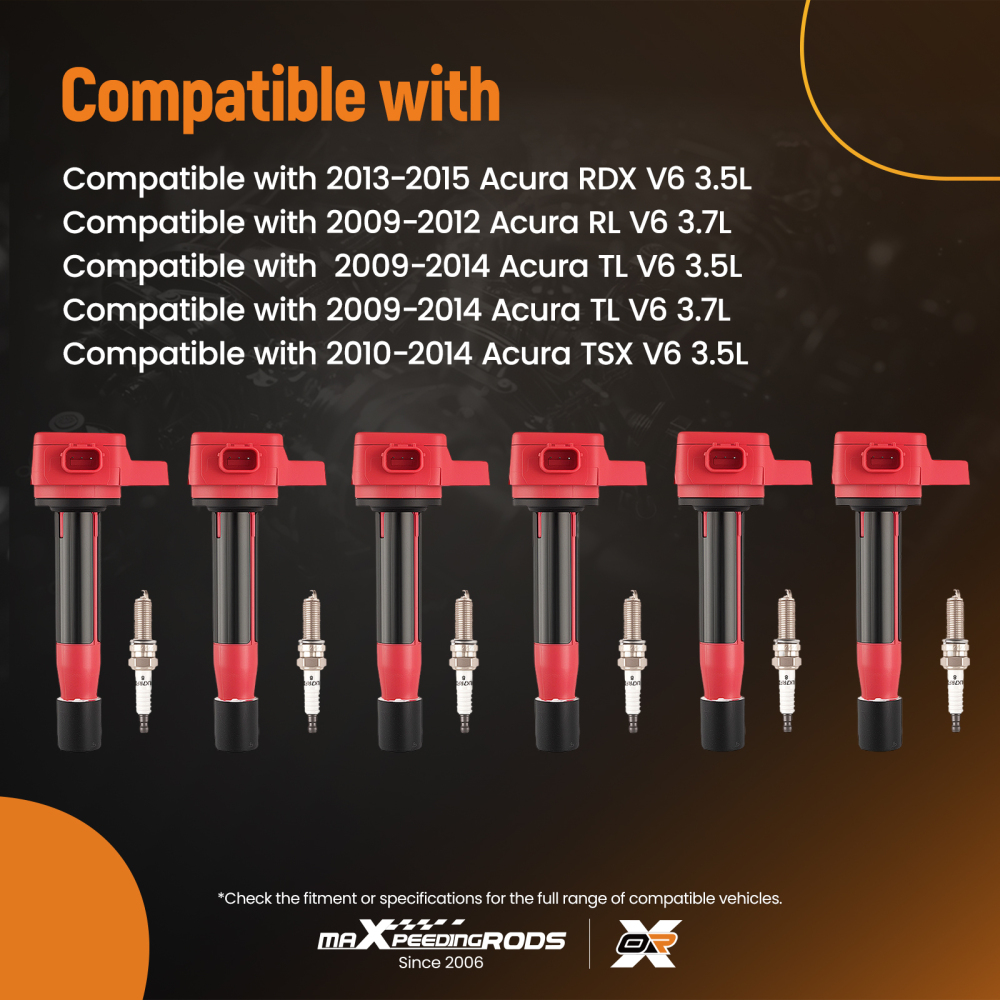 Ignition Coil Set w/ Spark Plugs compatible for Acura RL 3.7L 2009-2012 30520RN0A01 CM11213