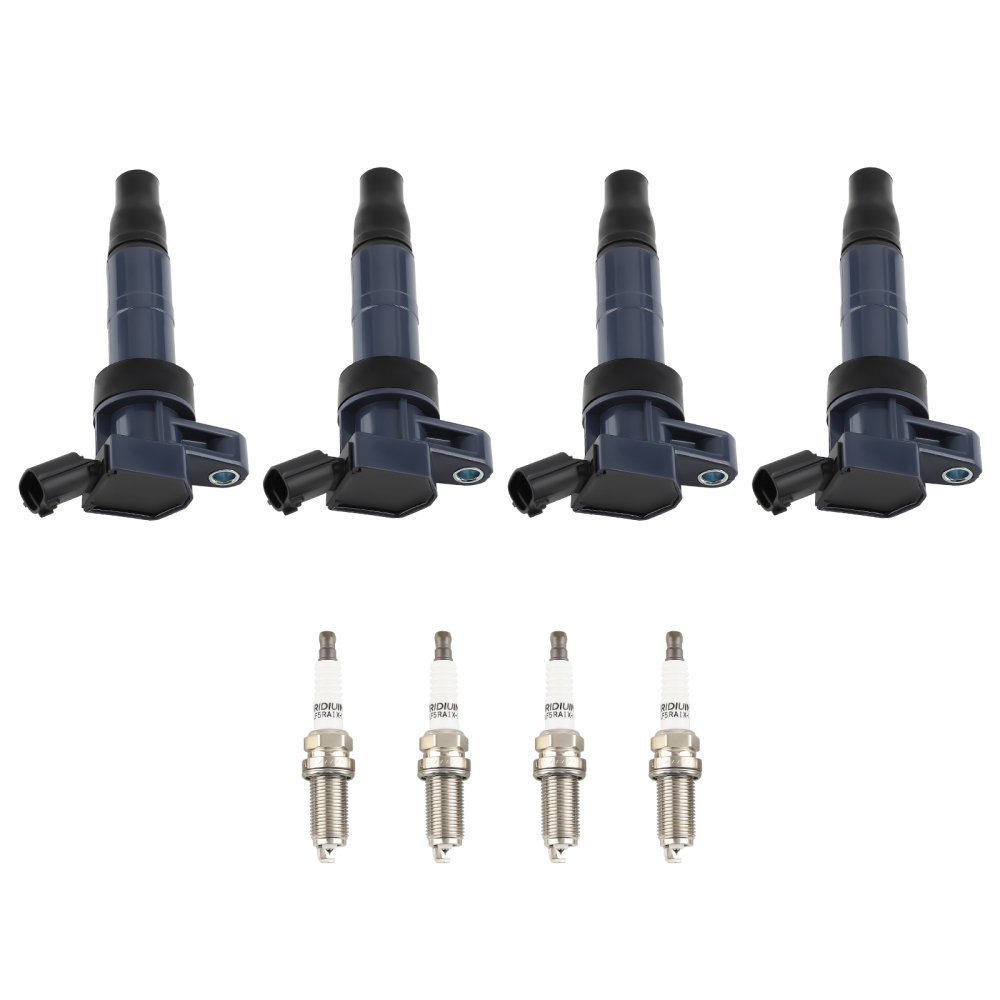 4 Ignition Coils + Spark Plugs compatible for Hyundai Equus compatible for Kia Borrego Rondo UF611 4469