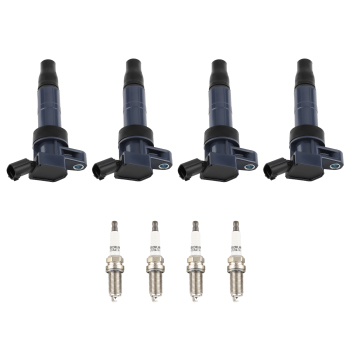 4 Ignition Coils + Spark Plugs compatible for Hyundai Equus compatible for Kia Borrego Rondo UF611 4469