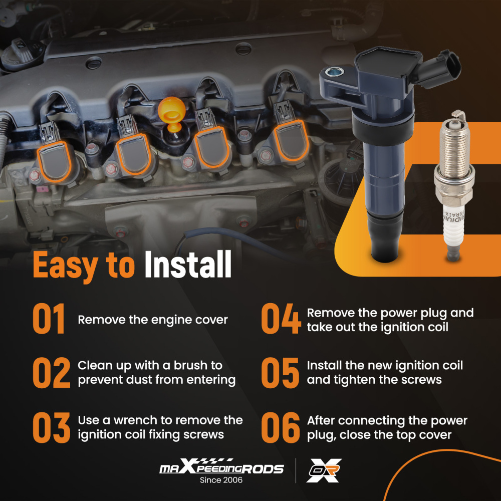 4 Ignition Coils + Spark Plugs compatible for Hyundai Equus compatible for Kia Borrego Rondo UF611 4469