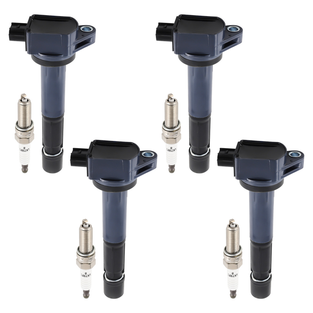 4 Ignition Coil + Spark Plugs compatible for Acura TSX L4 2.4L 2009-2014 UF629 97390 5C1683