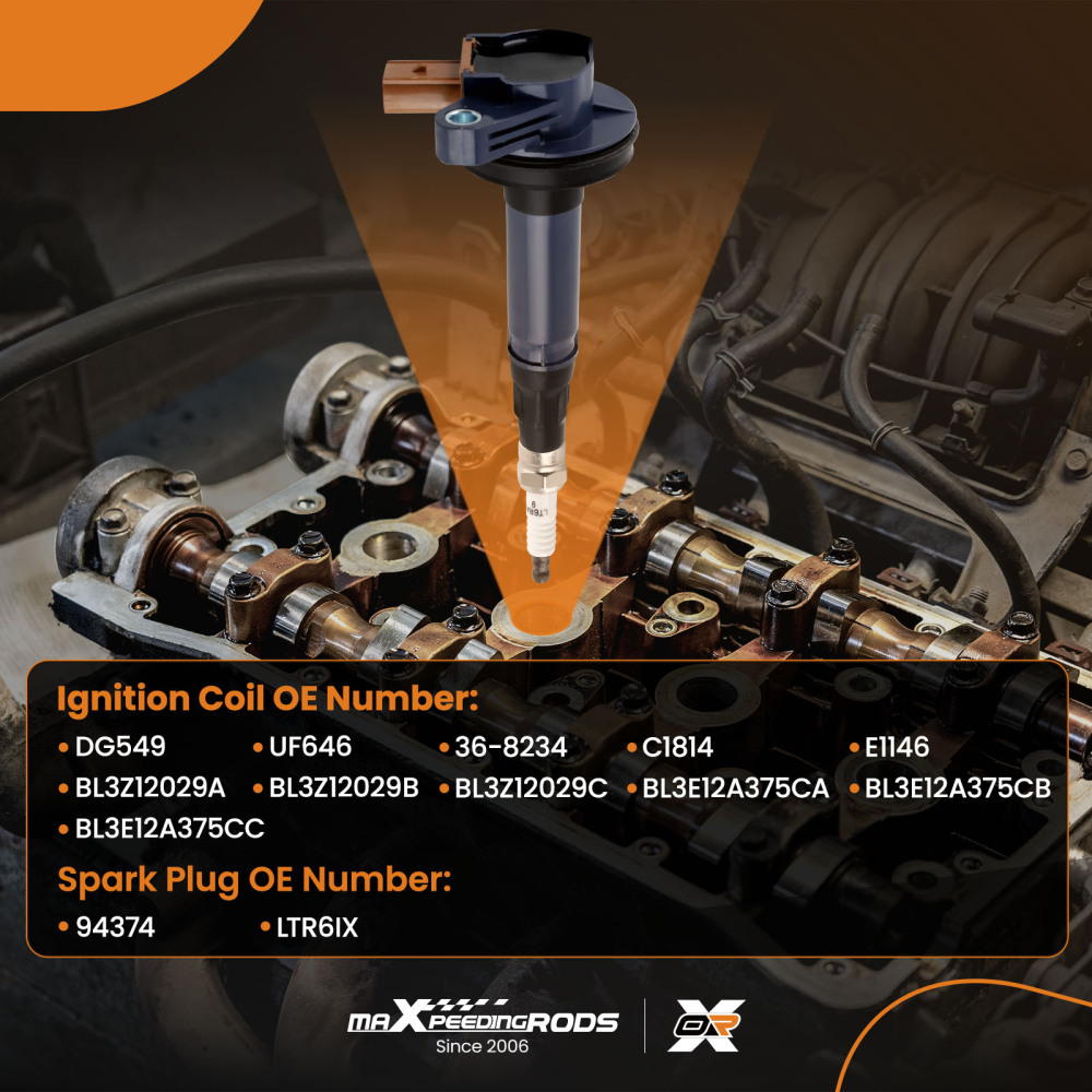 6Ignition Coils + Spark Plugs compatible for Ford Police compatible for Expedition Explorer UF646 94374