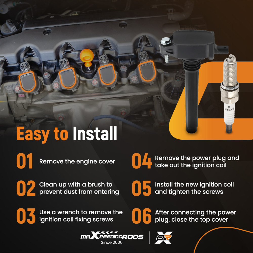 6Ignition Coils + Spark Plugs compatible for Dodge Avenger compatible for Challenger 3.6L V6 2011-2014