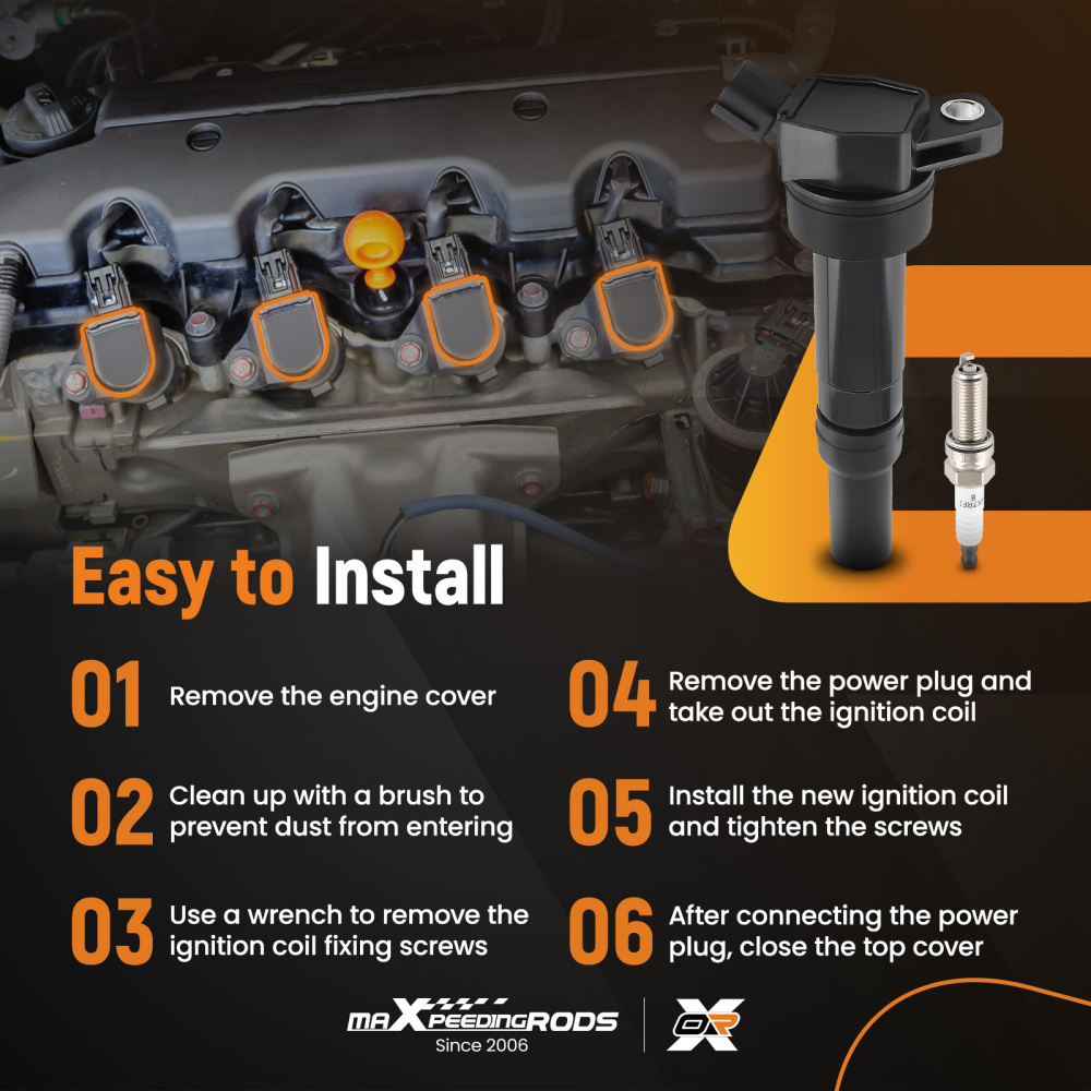 4 Ignition CoilIridium Sparks Plug compatible for Hyundai Elantra Tucson compatible for Kia Forte UF651