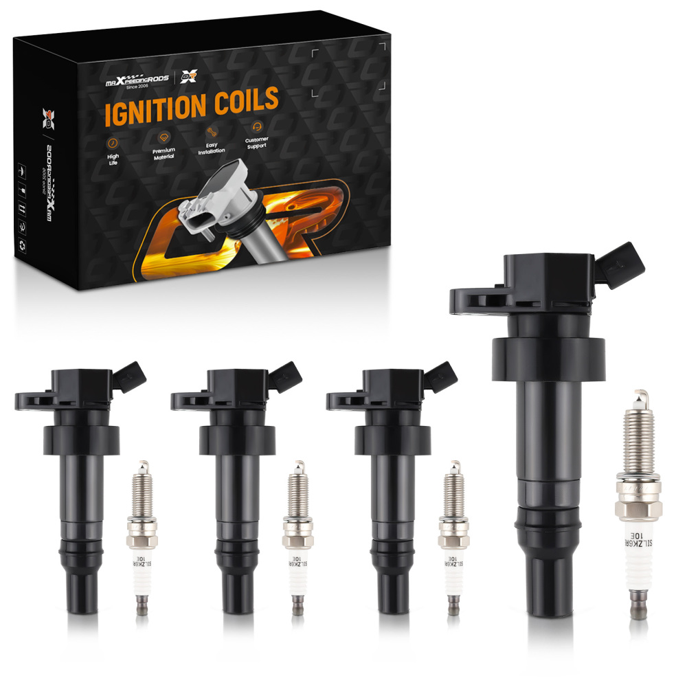 4X Ignition Coils4X Spark Plugs compatible for Hyundai Accent compatible for Kia Rio Soul 12-19 UF652