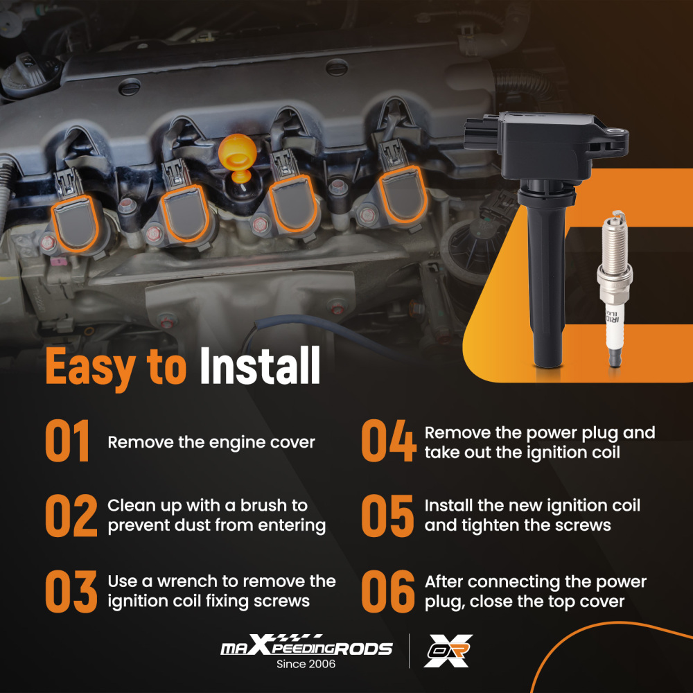 4x Ignition CoilSpark Plug compatible for Mazda 3/6/CX-5 2.0L 2.5L 2012-2022 UF656