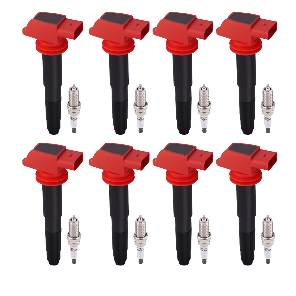 8pcs Ignition Coil + Spark Plugs compatible for Porsche Cayenne V8 4.8L 2008-2014 UF660