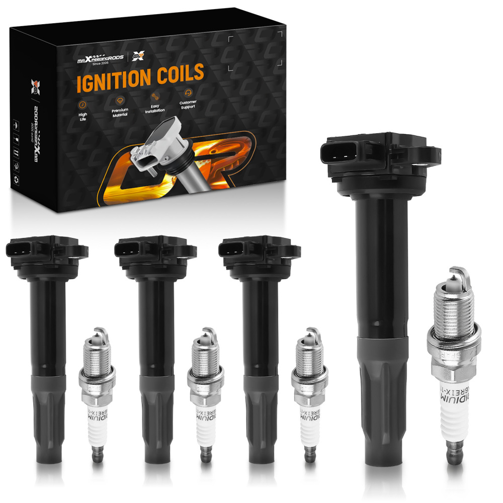 4 Ignition Coil + Spark Plugs compatible for Subaru Legacy Outback H4 2.5L 2010-2012 UF668