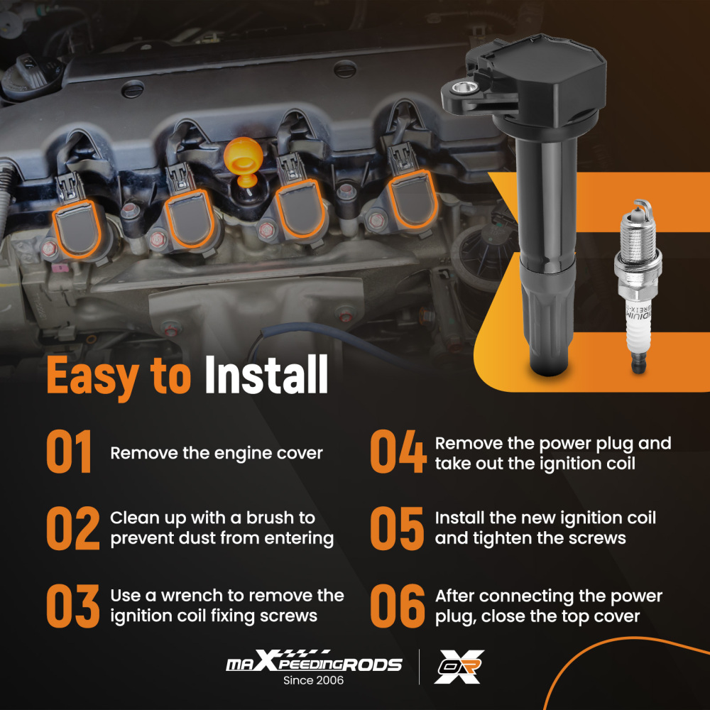 4 Ignition Coil + Spark Plugs compatible for Subaru Legacy Outback H4 2.5L 2010-2012 UF668