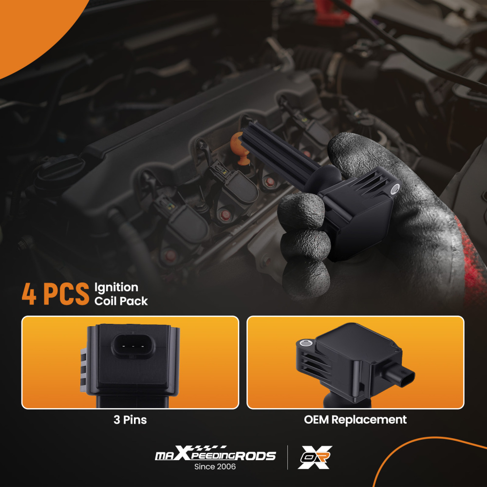 4x Engine Coils compatible for Ford Focus Fusion compatible for Mustang Lincoln MKC 2.0L 2.3L UF670