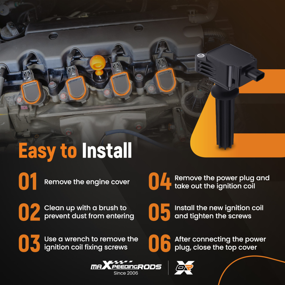 4x Engine Coils compatible for Ford Focus Fusion compatible for Mustang Lincoln MKC 2.0L 2.3L UF670